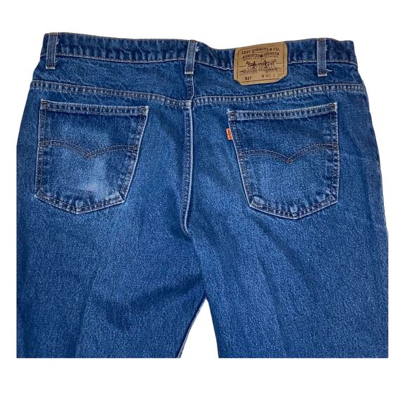 Vintage 90s Orange Tab Levi’s Dark Wash Bootcut 517 Jeans 40x34 - Picture 10 of 15